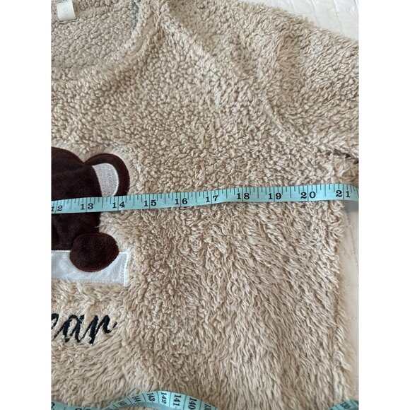 Sleepy Bear Womens Long Plush Pajama Dress Small Beige Sherpa Fleece Cozy Wear - Picture 9 of 12